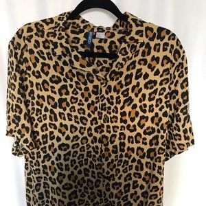 Unisex Leopard Button Down